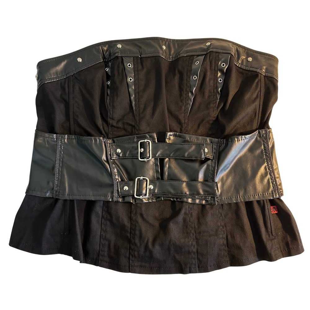 TRIPP NYC Corset Top Size 2 Large Black Faux Leather Accents Gothic‎ Pirate Core